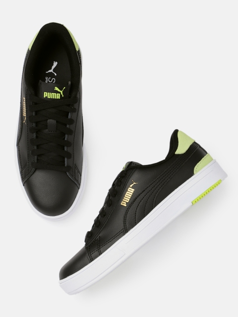 

Puma Unisex Black Solid Leather Serve Pro Regular Sneakers