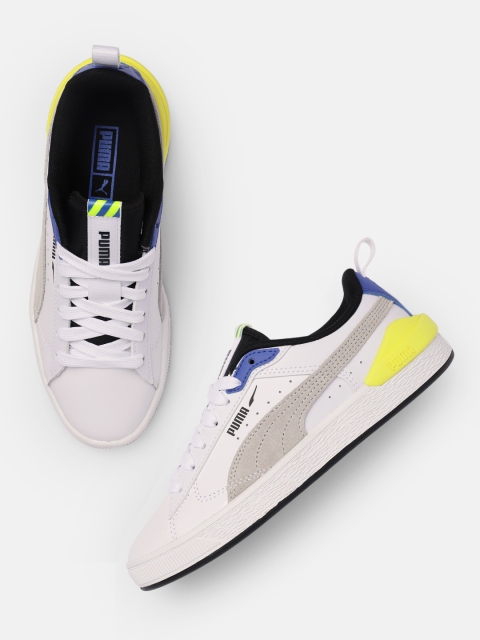 

Puma Men White Solid Suede Block LTH Regular Sneakers