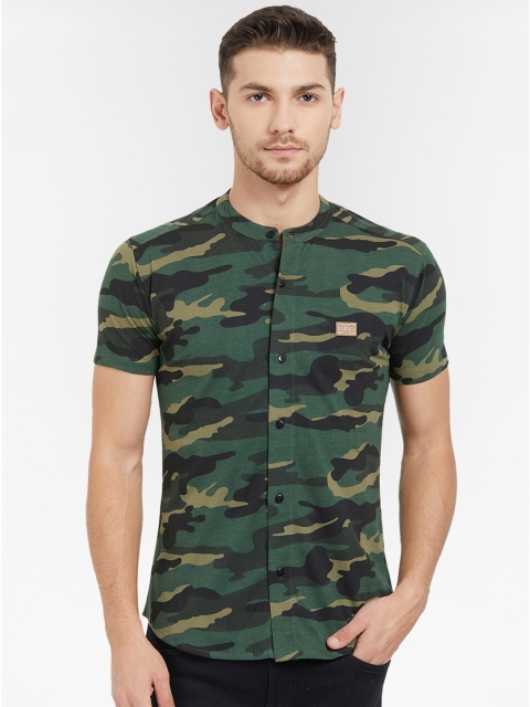 

Wear Your Opinion Men Green Printed Cotton Casual Shirt