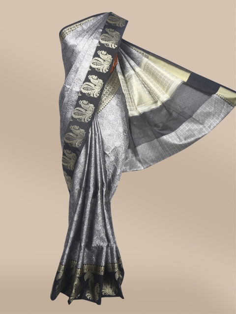 

The Chennai Silks Grey & Charcoal Woven Design Organza Banarasi Saree