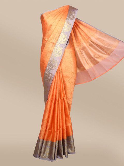 

The Chennai Silks Peach & Purple Woven Design Organza Banarasi Saree
