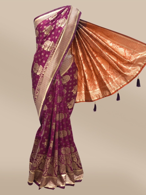 

The Chennai Silks Maroon & Gold-Toned Ethnic Motifs Zari Art Silk Saree