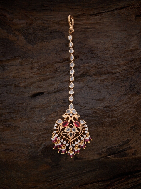 

Kushal's Fashion Jewellery Gold-Plated Cubic Zirconia Stone Studded Maangtikka