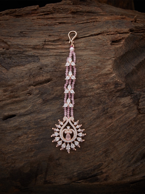 

Kushal's Fashion Jewellery Rose Gold Plated & Pink Studded Maang Tikka