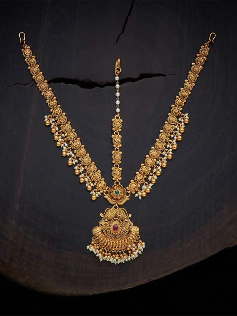 

Kushal's Fashion Jewellery Gold-Plated Traditional Pearl Embellished Matha Patti