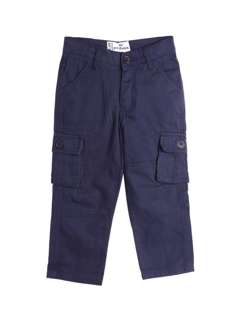 

612 league Boys Navy Blue Classic Slim Fit Cargos Trousers