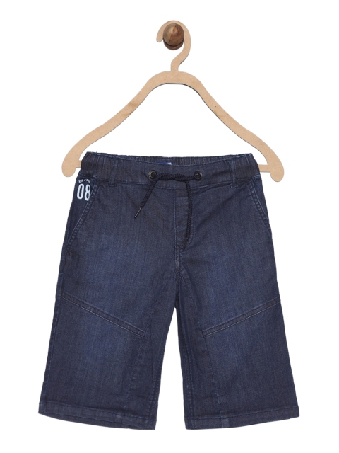

612 league Boys Navy Blue Washed Regular Fit Denim Shorts