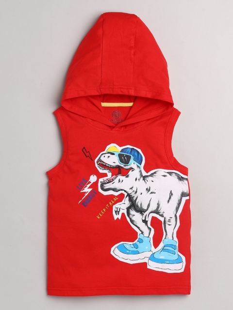 

TAMBOURINE Boys Red Printed Applique T-shirt