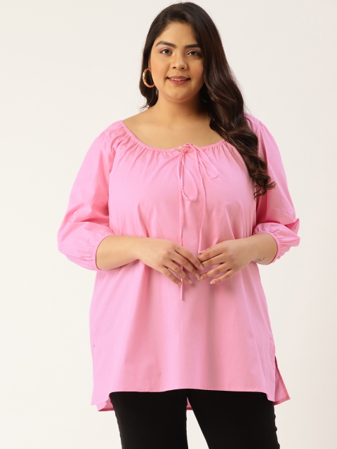 

Revolution Pink Solid Round-Neck Top