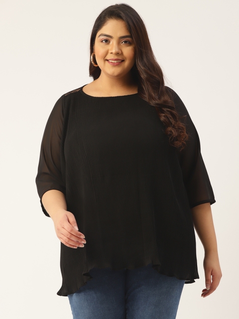 

Revolution Black Solid Georgette Top