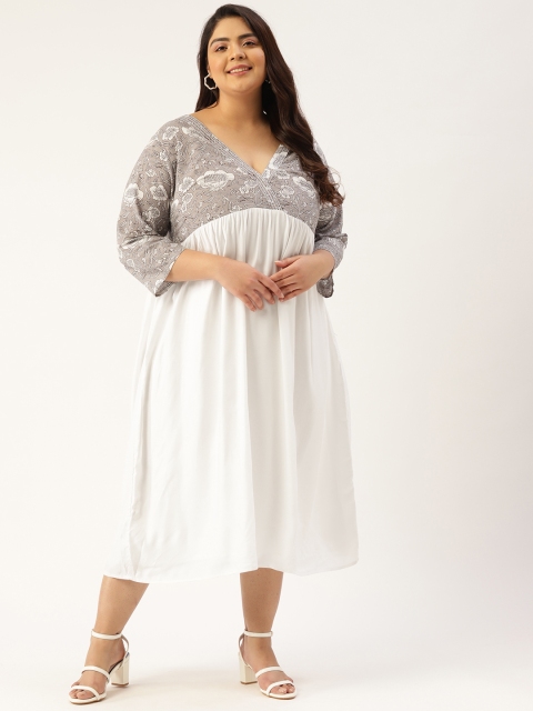 

Revolution Grey & White Printed Midi Dress