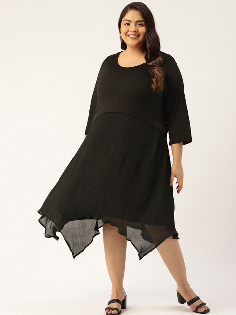 

Revolution Black Georgette A-Line Midi Dress