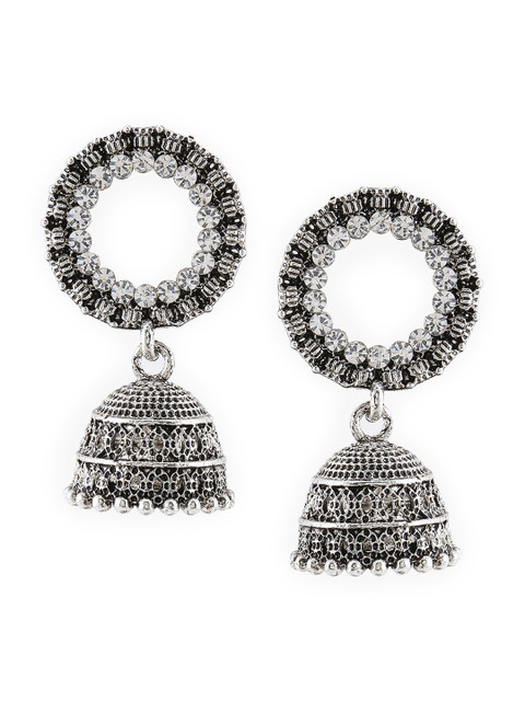 

SATCHEL Silver-Toned Circular Jhumkas Earrings
