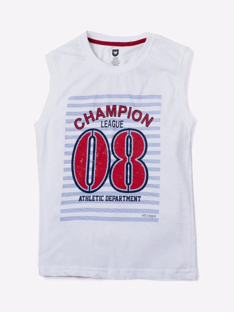 

612 league Boys White Varsity Printed T-shirt