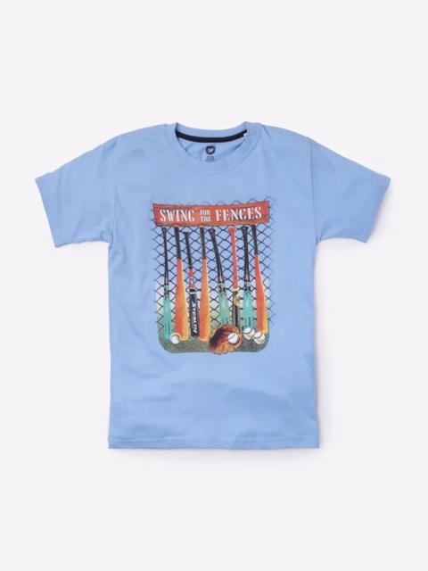 

612 league Boys Blue & Orange Printed T-shirt