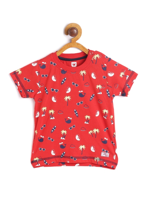 

612 league Boys Red & Blue Printed T-shirt