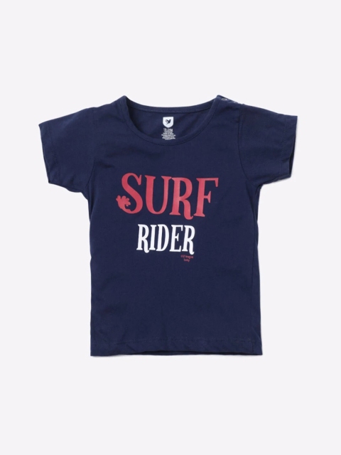 

612 league Boys Navy Blue & Red Typography Printed Regular Fit T-shirt