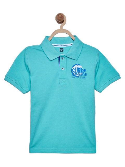 

612 league Boys Turquoise Blue Polo Collar T-shirt