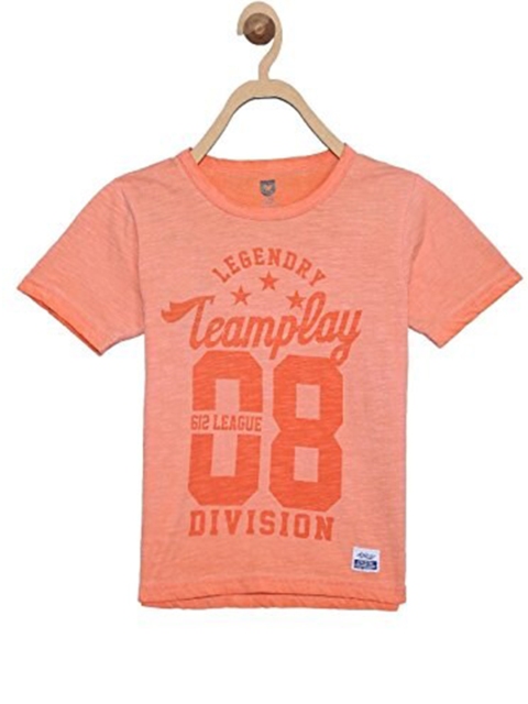 612 league Boys Orange Varsity Printed T-shirt
