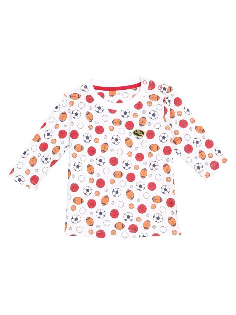 

612 league Boys White & Red Printed T-shirt