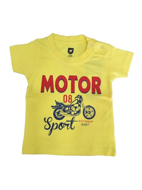 

612 league Boys Yellow Printed Extended Sleeves T-shirt