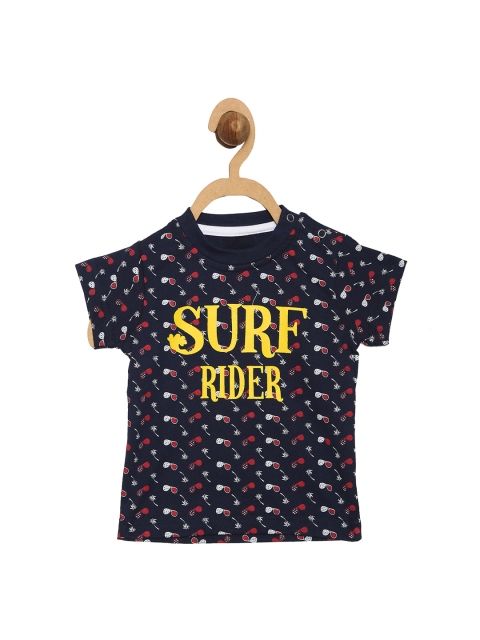 

612 league Boys Navy Blue Printed Regular Fit T-shirt