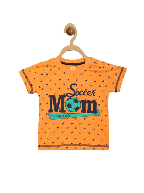 

612 league Boys Orange Printed Regular Fit T-shirt