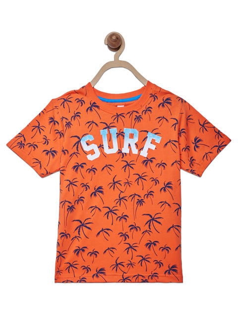 

612 league Boys Orange Floral Printed Tropical T-shirt