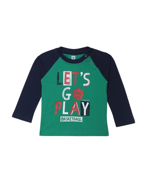 

612 league Boys Green & Navy Blue Printed Regular Fit T-shirt