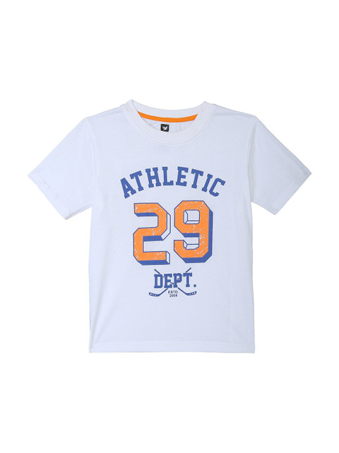 

612 league Boys White & Blue Varsity Printed T-shirt