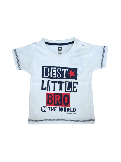 

612 league Boys Blue Typography Printed Regular Fit Cotton T-shirt
