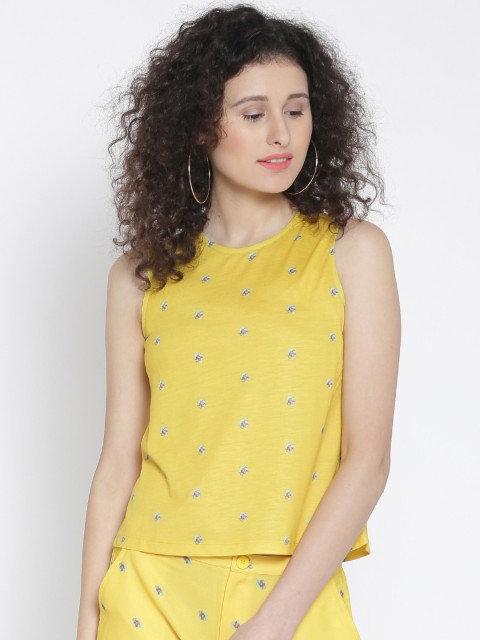 

109F by Nishka Lulla Women Yellow Printed Regular Top