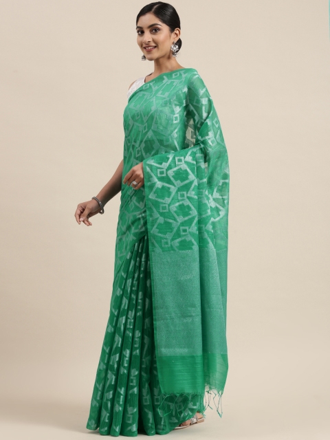 

Pothys Green Woven Design Jute Silk Saree