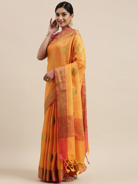 

Pothys Yellow Ethnic Motifs Zari Jute Silk Saree