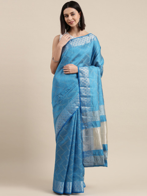 

Pothys Blue Zari Jute Silk Saree