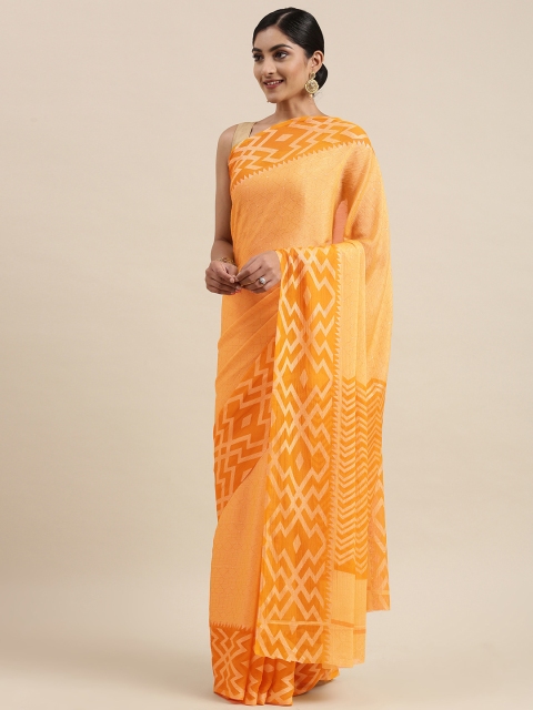 

Pothys Yellow Poly Chiffon Saree