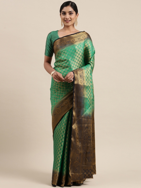 

Pothys Green & Navy Blue Ethnic Motifs Zari Jute Silk Saree