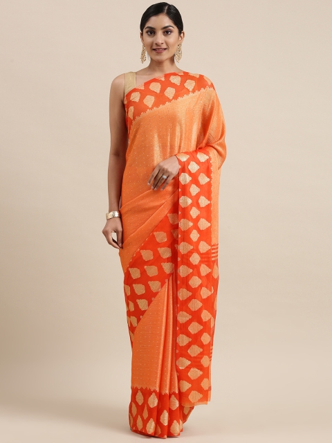 

Pothys Orange Poly Chiffon Saree