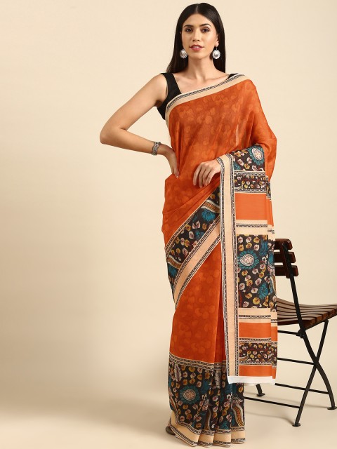 

Anouk Orange & Black Ethnic Motifs Bhagalpuri Saree