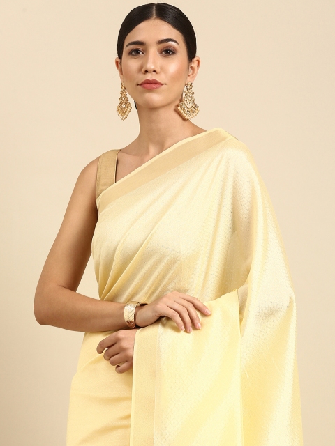 

Anouk Yellow Woven Design Silk Blend Ready to Wear Kanjeevaram Saree