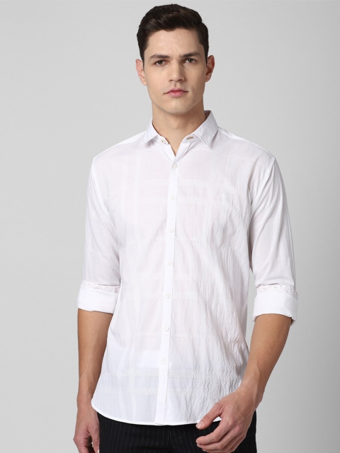 

V Dot Men White Slim Fit Casual Shirt