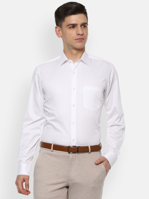 

Van Heusen Men White Printed Pure Cotton Formal Shirt