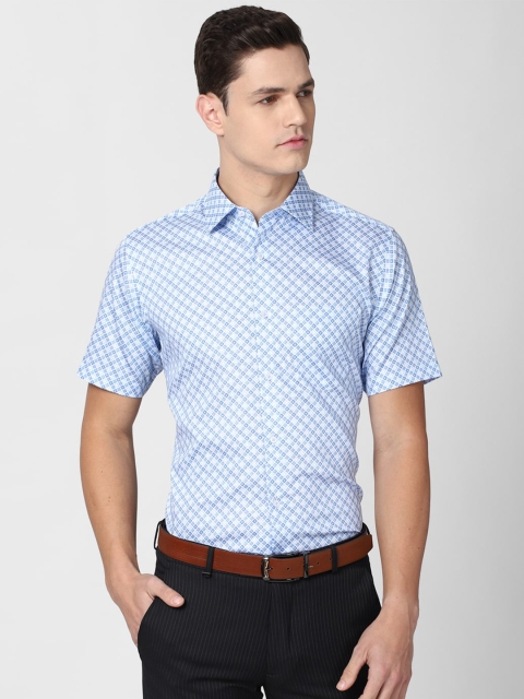

Van Heusen Men Blue Printed Pure Cotton Formal Shirt