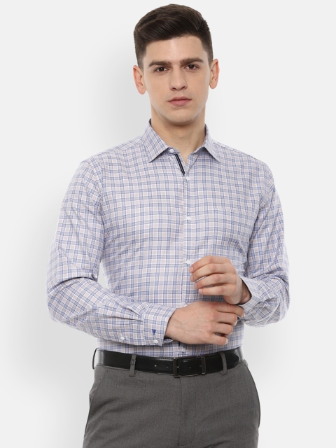 

Van Heusen Men Grey & Blue Checked Pure Cotton Formal Shirt