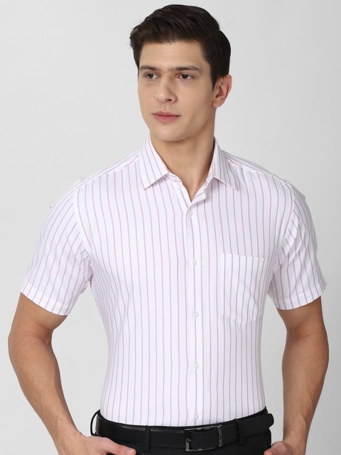 

Van Heusen Men White Slim Fit Striped Cotton Formal Shirt