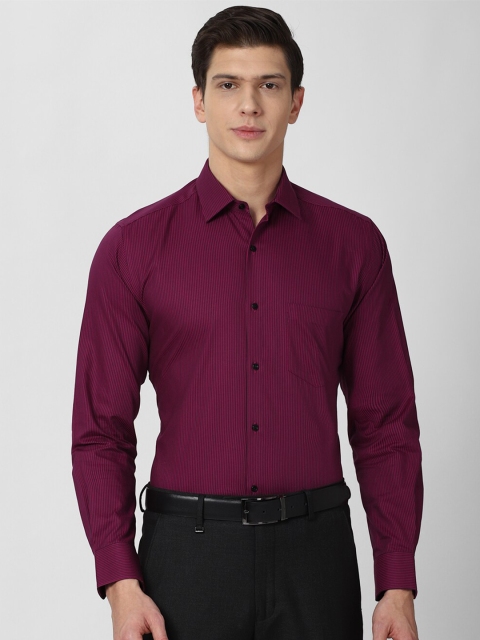 

Van Heusen Men Purple Striped Pure Cotton Formal Shirt
