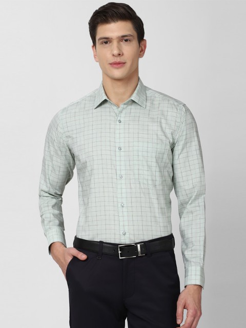 

Van Heusen Men Green Checked Pure Cotton Formal Shirt