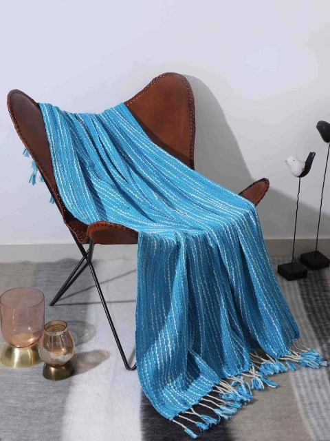 

Amoliconcepts Turquoise Blue & White Striped Cotton Throw