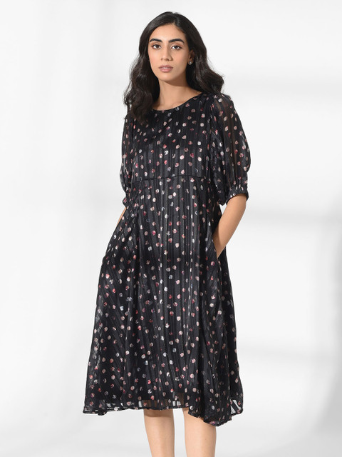 

W Black Floral Ethnic Dress