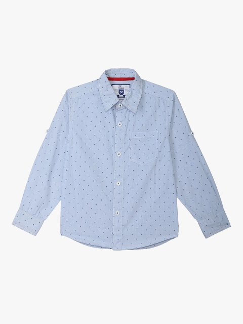 

612 league Boys Blue Classic Polka Dots Printed Cotton Casual Shirt